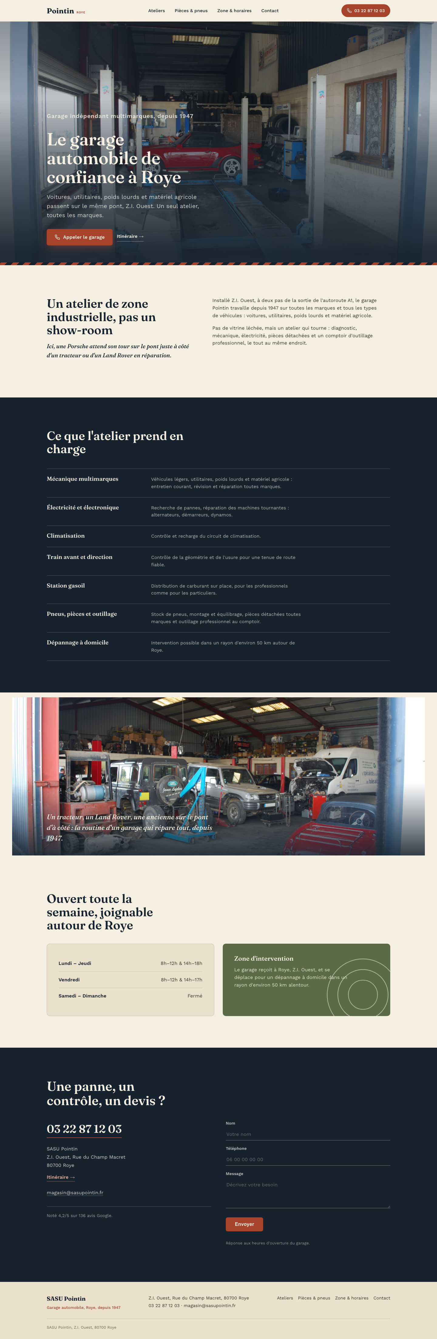 La proposition de nouveau site pour SASU Pointin